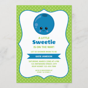 Invitación Cute Little Sweetie Blueberry Baby Shower