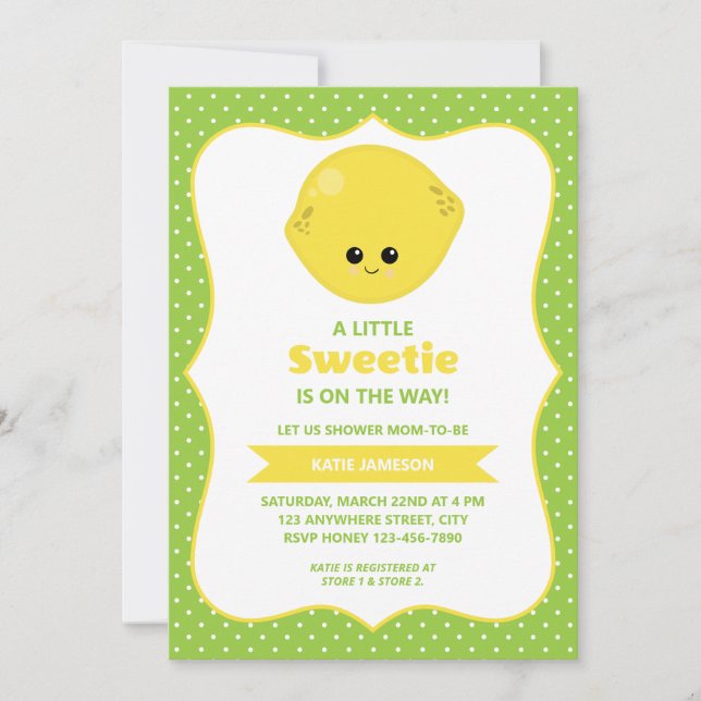Invitación Cute Little Sweetie Lemon Baby Shower (Anverso)