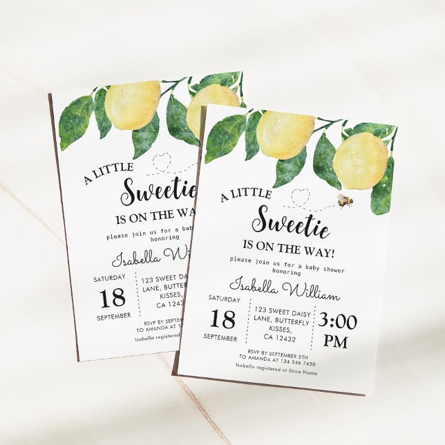 Invitación Cute Little Sweetie Lemon Baby Shower (Subido por el creador)