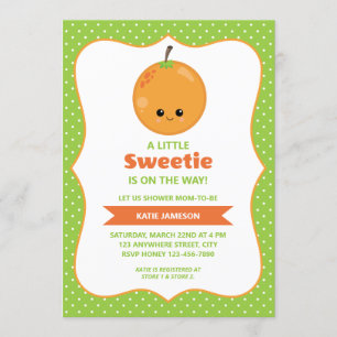 Invitación Cute Little Sweetie Naranja Baby Shower