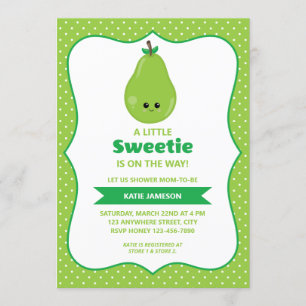 Invitación Cute Little Sweetie Pear Baby Shower