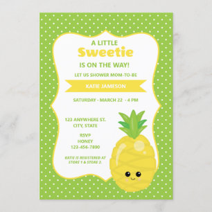 Invitación Cute Little Sweetie Pineapple Baby Shower