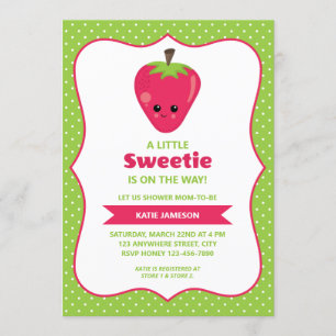 Invitación Cute Little Sweetie Strawberry Baby Shower