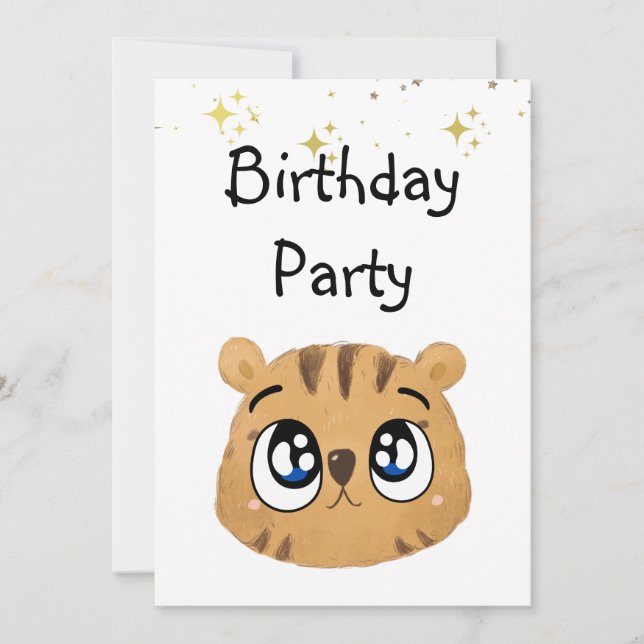 Invitación cute little tiger (Anverso)
