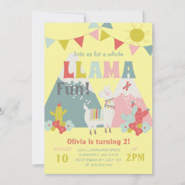Invitación Cute Llama entera Divertida Niños Cumpleaños Tema