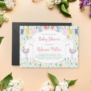 Invitación Cute Llama Fiesta Baby Shower