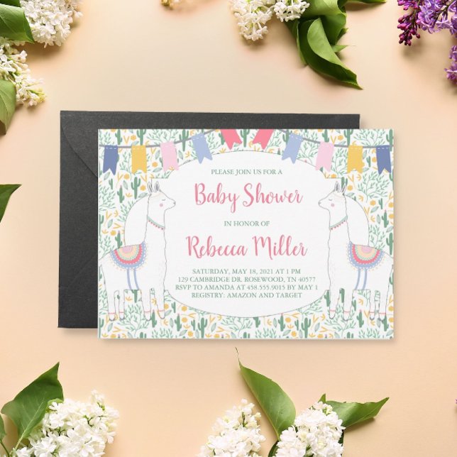 Invitación Cute Llama Fiesta Baby Shower (Subido por el creador)