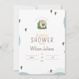Invitación Cute Llama Fiesta Mexicana Baby Shower