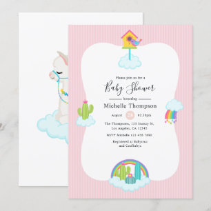 Invitación Cute Llama Heaven Baby Shower