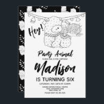 Invitación Cute Llama Kids Fiesta de cumpleaños blanco negro<br><div class="desc">Invitaciones a fiesta temática de Llama con adorables características de color</div>