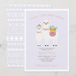 Invitación Cute, Llama, nena ducha