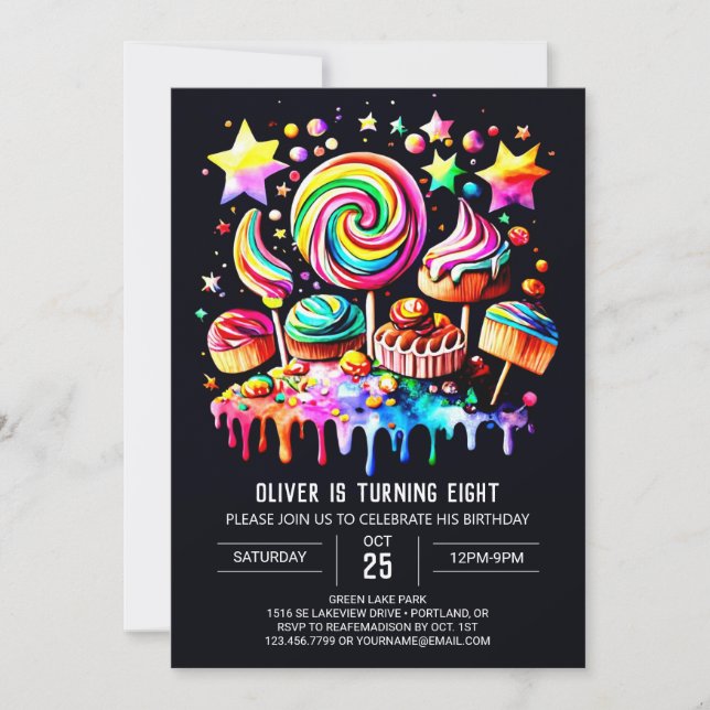 Invitación Cute Lollipop Wonderland Cumpleaños (Anverso)