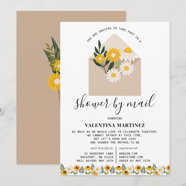 Invitación Cute Long Distance Spring Floral Baby Shower (Anverso / Reverso)