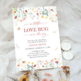 Invitación Cute Love Bug Wildflower Baby Shower
