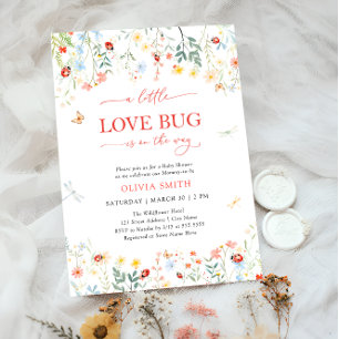 Invitación Cute Love Bug Wildflower Baby Shower