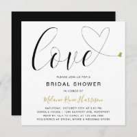 Cute Love Gold Heart Moderno Bridal Shower