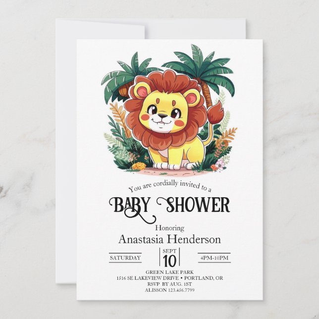 Invitación Cute Magical Lion Digital Baby Shower (Anverso)