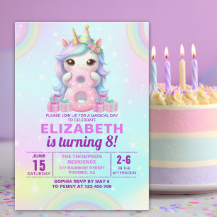 Invitación Cute Magical Unicorn8th Birthday – Magical Birthda