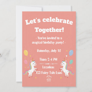 Invitación Cute Magical Unicorn Invite