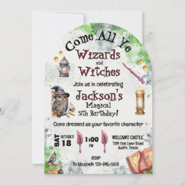 Invitación Cute Magos Mágicos y Brujas