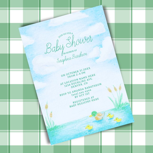 Invitación Cute Mallard Duck Baby Shower (Subido por el creador)