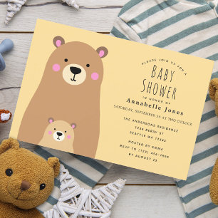 Invitación Cute Mama Oso Género Neutral Baby Shower