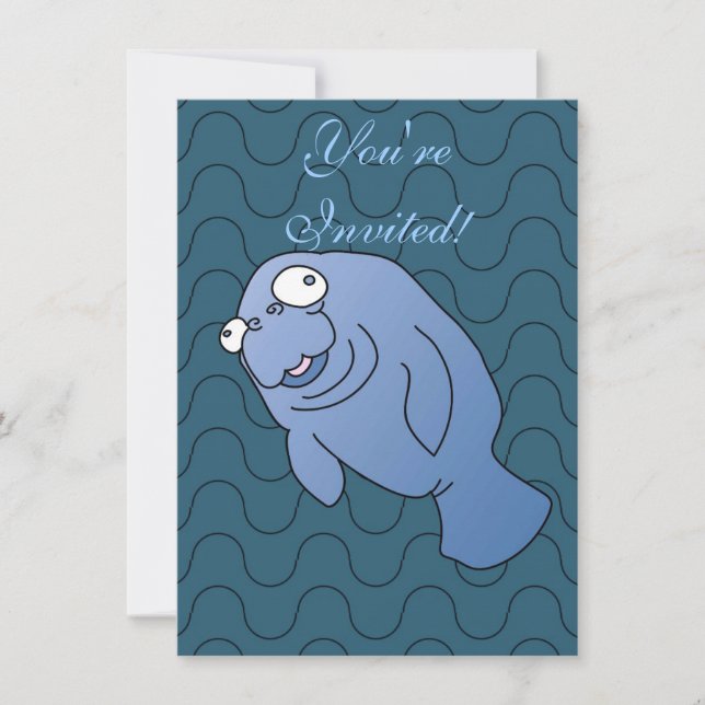 Invitación Cute Manatee Hugger Personalizado Animal (Anverso)