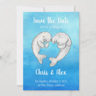 Invitación Cute manatees guardar la fecha