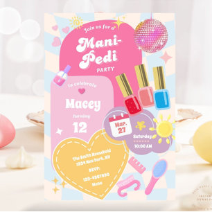 Invitación Cute Mani Pedi Pamper Spa Cumpleaños Glam