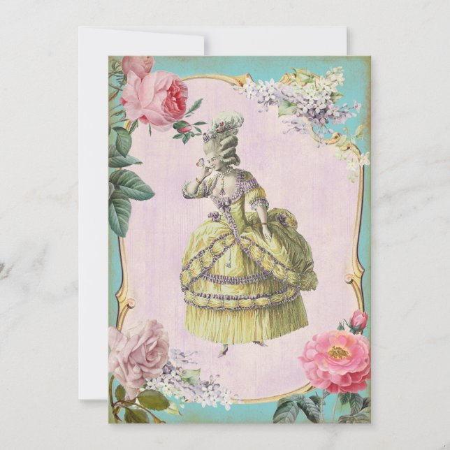 Invitación Cute Marie Antoinette - RSVP / (Anverso)