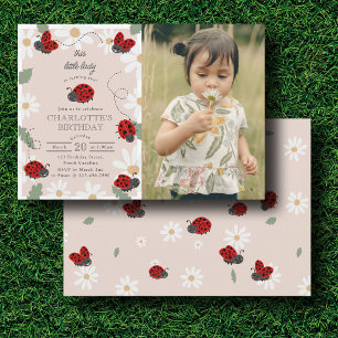 Invitación Cute Mariquitas Daisy Cumpleaños 1er, 2do Foto de 