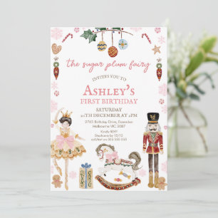 Invitación Cute Marron Sugar Plum Fairy Nutcracker Cumpleaños