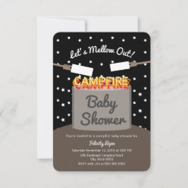 Invitación Cute Marshmallow Starry Nip Campfire Bebé