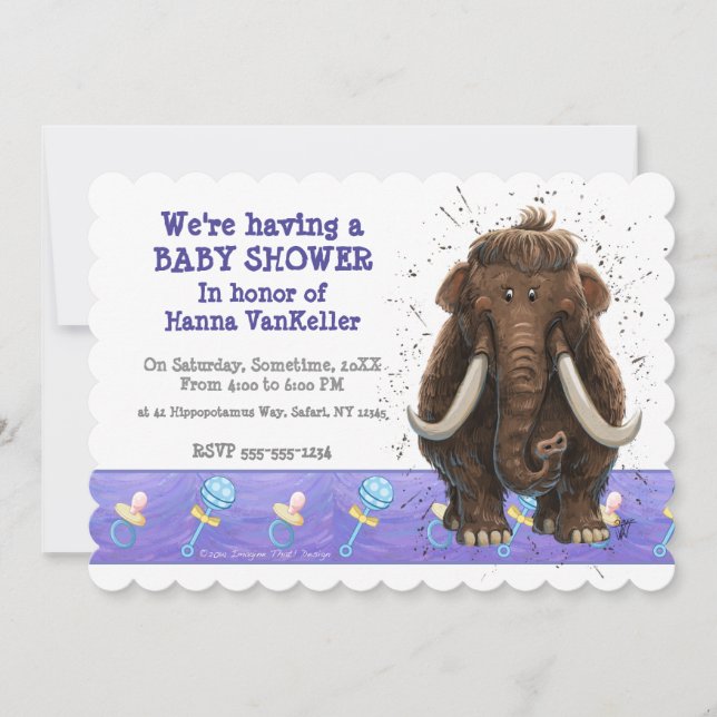 Invitación Cute Mastodon (Anverso)