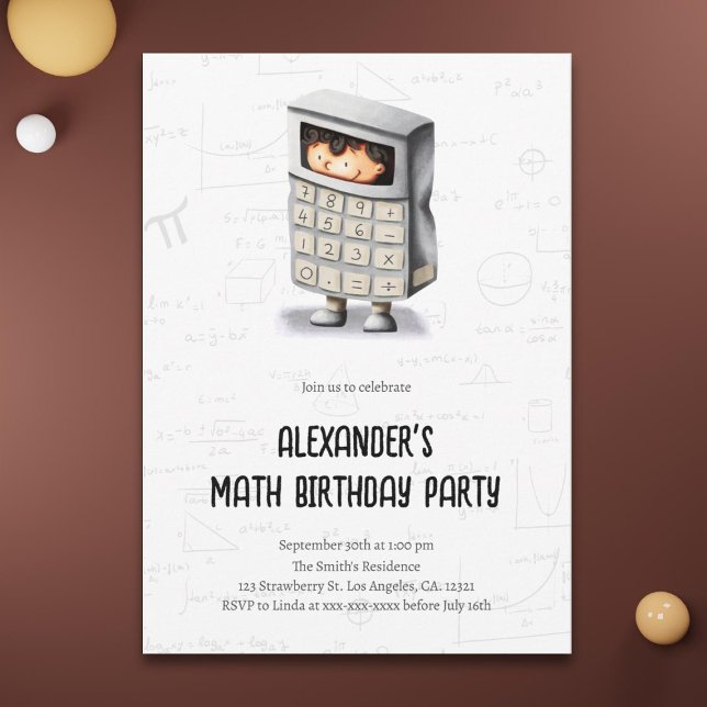 Invitación Cute Math Formulas Calculator Cumpleaños Party (Subido por el creador)