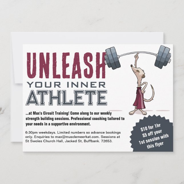 Invitación Cute Meerkat Desate A Su Personalizado De Atleta I (Anverso)