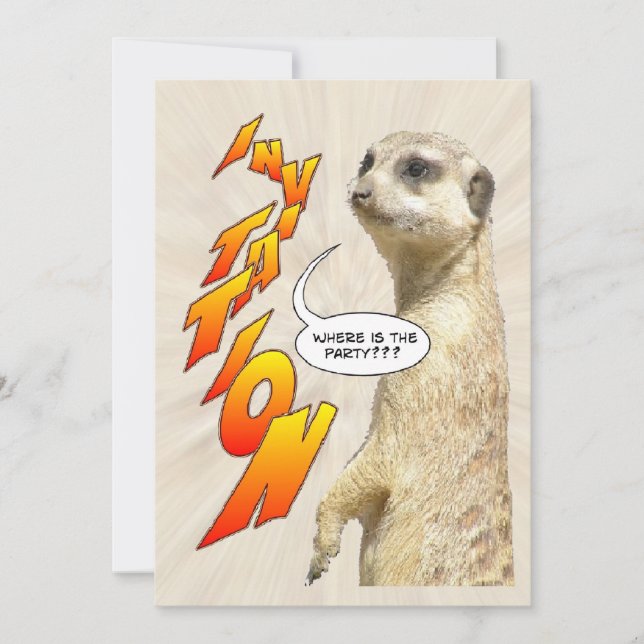 Invitación Cute Meerkat Furry Party Invitation Card (Anverso)