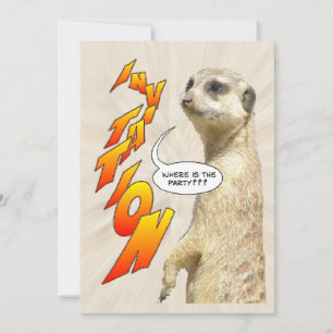 Invitación Cute Meerkat Furry Party Invitation Card