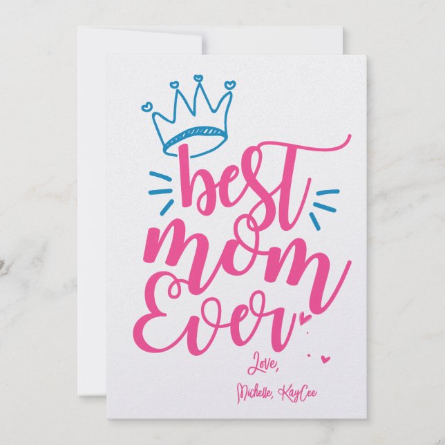 Invitación Cute mejor carta de mamá del día de la reina madre (Anverso)