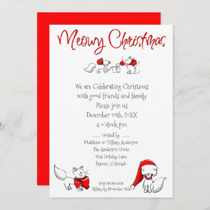 Invitación Cute Meowy Navidades Kitties