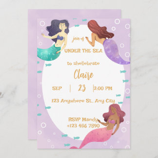 Invitación Cute Mermaid Birthday Invitation