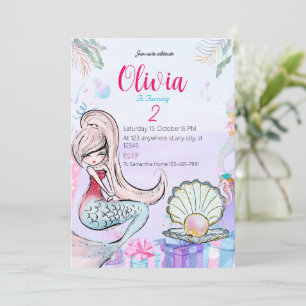 Invitación Cute Mermaid fiesta de cumpleaños de niñas