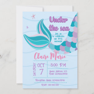 Invitación Cute Mermaid Invitation