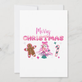 Invitación Cute Merry Christmas Gingerbread and Candy Design