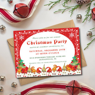 Invitación Cute Merry Christmas Gnomes Business Fiesta