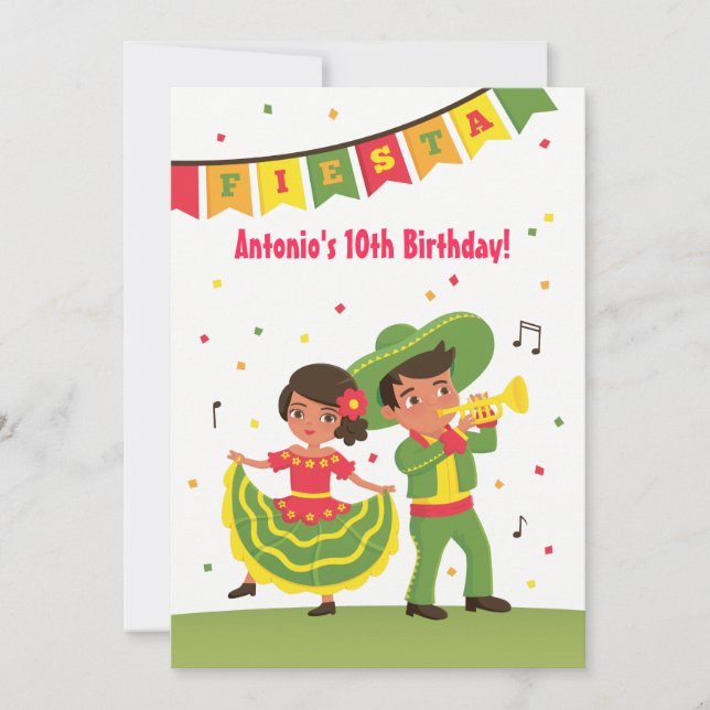 Invitación Cute mexicano Fiesta Latino Niños Fiesta de cumple (Anverso)