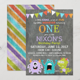 Invitación Cute miedo de los pequeños monstruos Cumpleaños