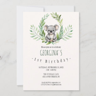 Invitación Cute Minimal Koala Bear Cumpleaños