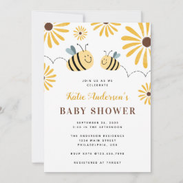 Invitación Cute Moda Bumblebee y Sunflower Baby Shower