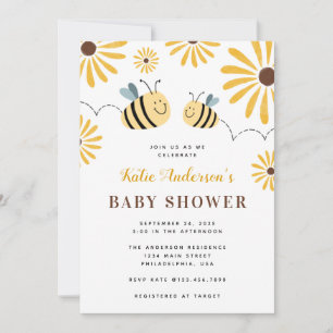 Invitación Cute Moda Bumblebee y Sunflower Baby Shower